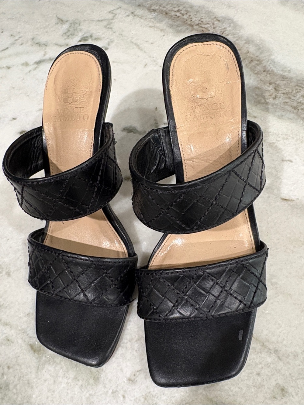 Vince Camino Black Quilted Double-Strap Women’s Slide Sandals